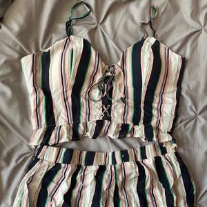 Striped 2 piece shorts and top